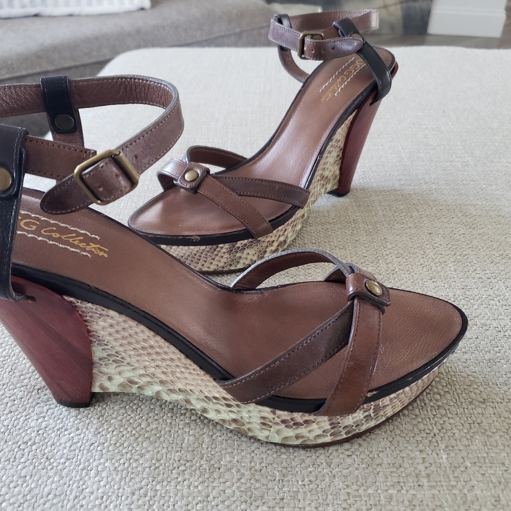 Ugg Collection Ghita Leather Cafe Python Wedge Pl… - image 3